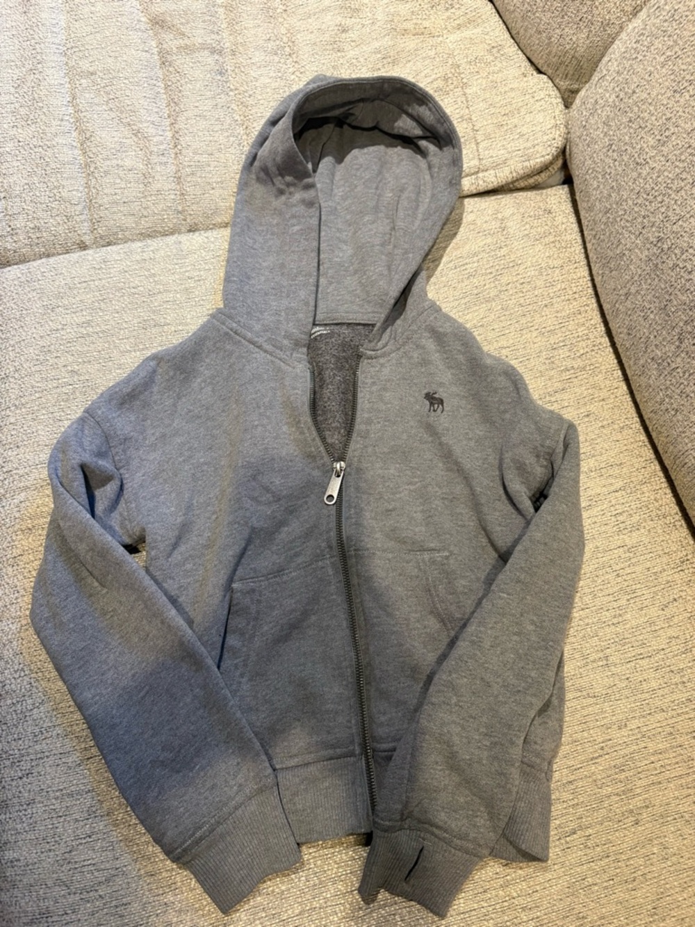 abercrombie kids Grey Full-Zip Hooded Sweatshirt